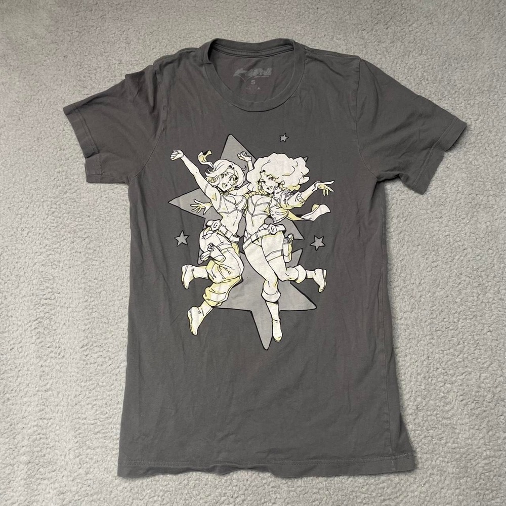 Game Gyaru T-Shirt Women Small Gray Anime Star Cheer Graphic Y2K Short Sleeve